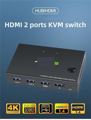 2 في 1 خارج 4K USB HDMI KVM صندوق التبديل ل 2 قطعة مشاركة لوحة المفاتيح الماوس الطابعة التوصيل شاحب عرض الفيديو USB Swltch الخائن (201C) in Saudi Arabia