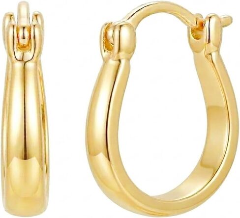 14K Gold U-Shaped Hoop Earrings for Women Small Hypoallergenic Lightweight 17mm 25mm 30mm 35mm in Saudi Arabia