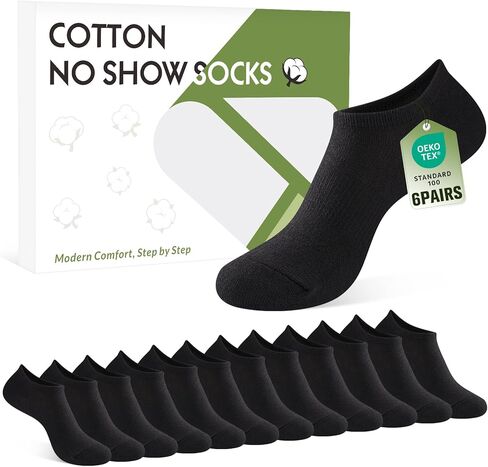 لا تظهر الجوارب النساء الرجال عدم الانزلاق بطانات غير مرئية للشقق تنفس القطن منخفض قطع الكاحل الجوارب 6 أزواج هدية صندوق in Kuwait