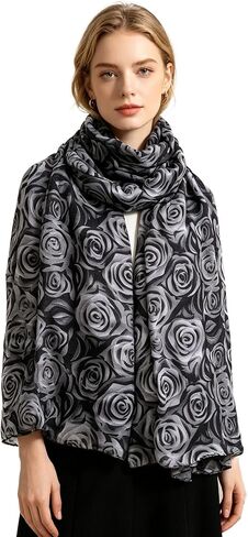 Lina & Lily Rose Floral Print Women's Scarf Shawl Wrap Lightweight in Saudi Arabia