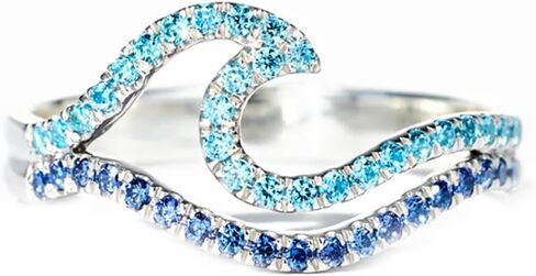 خاتم الموجة الزرقاء تذكير ذاتي - لقد نجوت من العديد من العواصف - الحد الأدنى - خاتم مرتفع ومنخفض - خاتم الحب الذاتي - هدية عيد ميلاد للنساء in Kuwait