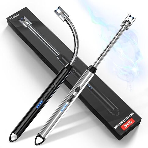 2 Pack Plasma Arc Electric Candle Lighters Rechargeable, Flexible Gooseneck Long Reach for Scented Candles, BBQ Grill &Camping - Windproof Design Lighters - Stocking Stuffers, Black & Red in Saudi Arabia