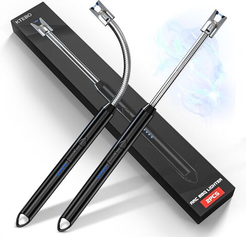 2 Pack Plasma Arc Electric Candle Lighters Rechargeable, Flexible Gooseneck Long Reach for Scented Candles, BBQ Grill &Camping - Windproof Design Lighters - Stocking Stuffers, Black & Red in Saudi Arabia