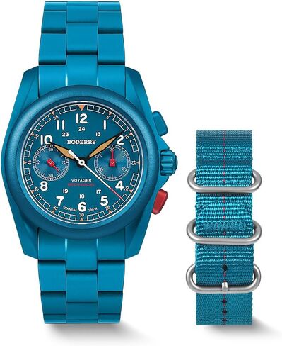 BODERRY Titanium Chronograph for Men, Automatic Mechanical Field Watch, Sapphire Crystal, 200M Waterproof- Voyager in Saudi Arabia