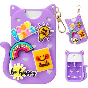 حافظة متوافقة مع بخاخ مطهر اليد تاتشلاند - حامل حافظة جلدية واقية مع سلسلة مفاتيح لرذاذ توهج باور ميست لاند تاتش لاند، 1 أونصة سائلة، ملحقات لرذاذ مطهر اليد (أبيض) in Kuwait