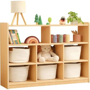 رف وتخزين ألعاب OOOK Montessori، ارتفاع 31.5 سم، منظم تخزين ألعاب ثلاثي الطبقات مع 8 حجرات، أرفف مونتيسوري لغرفة اللعب، الحضانة، الرعاية النهارية، مرحلة ما قبل المدرسة، أثاث الفصول الدراسية in Kuwait