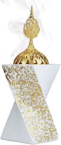 حامل مبخرة البخور من حجر الترافرتين المصنوع يدويًا - مبخرة من الحجر الطبيعي مع حشوة نحاسية لديكور المنزل والاسترخاء in Kuwait