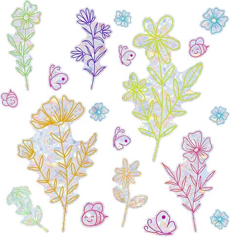 14pcs Color Dinosaur Window Stickers, Double-Side Glass Decals Shiny Rainbow Prism Anti Collision Window Clings for Mirror Glass Display Shop Office School Supplies Reusable (Dinosaur1) in Saudi Arabia