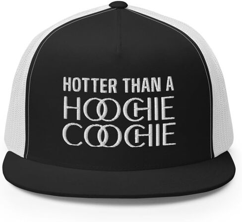 NG Hotter Than A Hoochie Coochie Flat Bill Trucker Hat High Crown Adjustable Funny Cap in Saudi Arabia