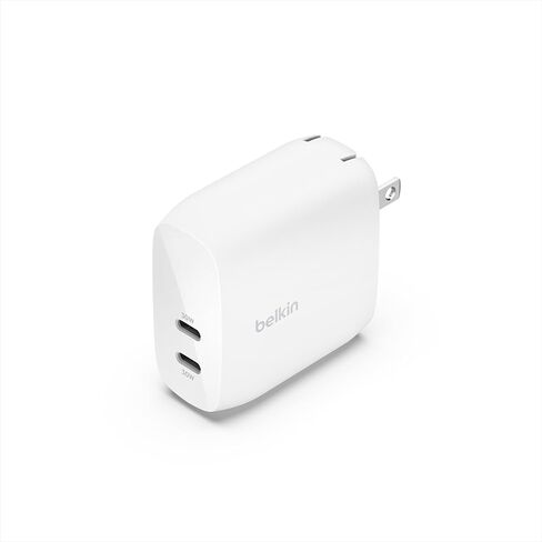 شاحن Belkin بمنفذين USB C بقدرة 67 وات، شاحن GaN ثنائي المنفذ مع 2X منافذ USB C، شحن سريع لأجهزة MacBook وiPhone 17 وiPad Pro وChromebook وGalaxy S25 Ultra وPixel 10 والمزيد - أساسيات السفر in Kuwait