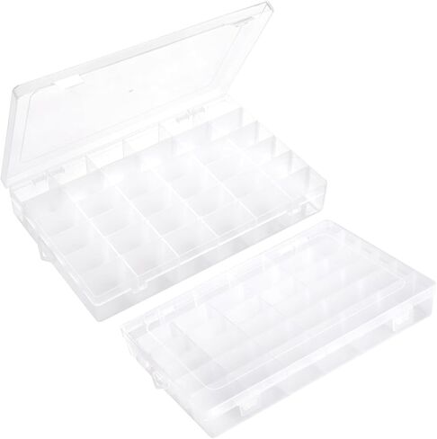 2Pcs Clear Visible Plastic Storage Box- Rectangular Storage Box, Suitable For Beads, Screws Hardware Accessories Organizer Box Art DIY, Crafts, Jewelry, Fishing Tackle, With Label Stickers (36Grids) in Saudi Arabia