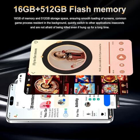 17 PM 16GB+512GB 6.99" HD Screen Smartphone Unlocked Cell Phone,Android 15,Battery 7000mAh Unlocked The Phone,Fingerprint Button Unlock/GPS/Face ID/Dual SIM/5G(Orange) in Saudi Arabia