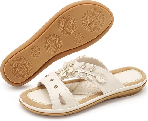 Alicegana Flats Sandals for Women 2026 - Summer Comfortable Dressy Walking Slides - Lightweight & Non Slip Casual Vacation Shoes in Saudi Arabia