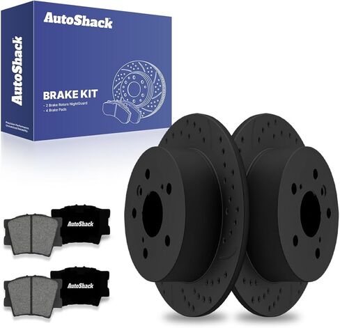 AutoShack Rear Brake Rotors Ceramic Brake Pads | Replacement for 2012-2017 Toyota Camry 2013-2018 Avalon 2013-2018 Lexus ES350 ES300h 2.5L 3.5L V6 FWD | 6-PC Brake Kit in Saudi Arabia
