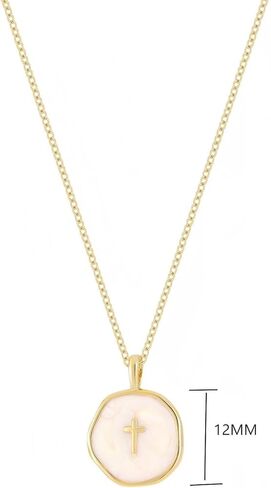 14K Gold Plated Enamel Cross Pendant Necklace for Women, Tiny Cross Necklace, Religious Necklace, Enamel Necklace, Christmas Gift for her, Christian Gift in Saudi Arabia