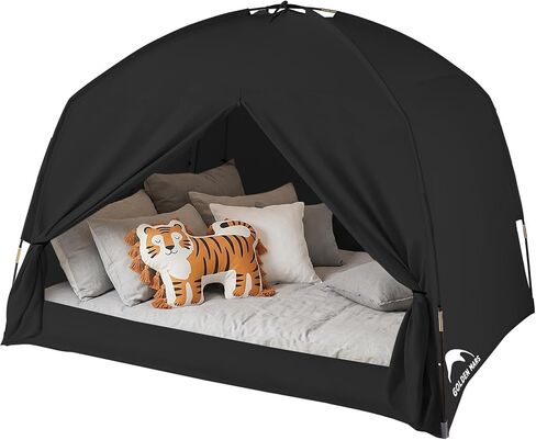Bed Tents for Kids and Adult, Portable 100% Breathable and 93% Blackout Dream Play Tent, 3 Doors Big Privacy Space Sleeping Canopy for Indoor Floor or Twin Full Queen Sizes Bed (Khaki, Queen- Size) in Saudi Arabia