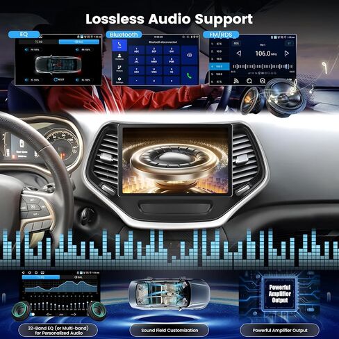 [4+128G] ترقية راديو لسيارة Jeep Cherokee 2014-2017: NHOPEEW 10.1 بوصة Android IPS Incell تعمل باللمس - Carplay اللاسلكي وAndroid Auto، 5G/WiFi، GPS، BT5.0، صفحة رئيسية مخصصة + كاميرا احتياطية in Kuwait