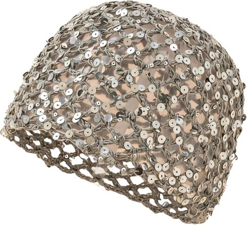 Women's Summer Glitter Sequin Beanie Boho Hollow Out Crochet Hat for Beach Travel Party in Saudi Arabia