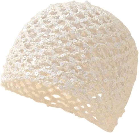 Women's Summer Glitter Sequin Beanie Boho Hollow Out Crochet Hat for Beach Travel Party in Saudi Arabia