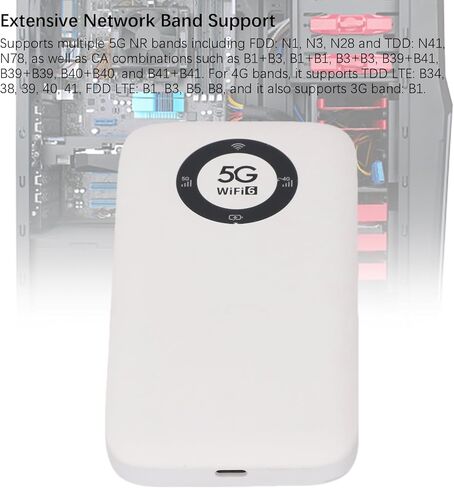 جهاز توجيه لاسلكي محمول 5G WiFi 6، جهاز واي فاي محمول مع فتحة لبطاقة SIM، بطارية 7100 مللي أمبير في الساعة للسفر حتى 16 جهازًا، تنزيل 2.77 جيجابت في الثانية، تحميل 1.25 جيجابت في الثانية (أسود) in Saudi Arabia