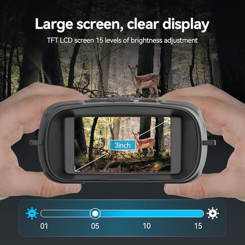 SVBONY Night Vision Goggles, 4.3" Screen Night Vision Binoculars for Adults, 4K HD IR Binoculars - 8X Digital Zoom, Rechargeable Binoculars with 32GB TF Card for Hunting & Tracking (Green) in Saudi Arabia