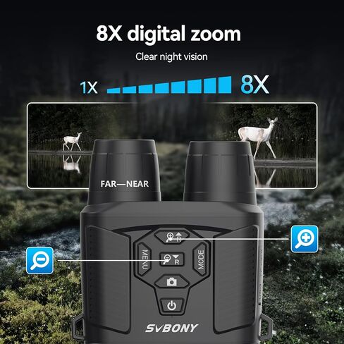 SVBONY Night Vision Goggles, 4.3" Screen Night Vision Binoculars for Adults, 4K HD IR Binoculars - 8X Digital Zoom, Rechargeable Binoculars with 32GB TF Card for Hunting & Tracking (Green) in Saudi Arabia