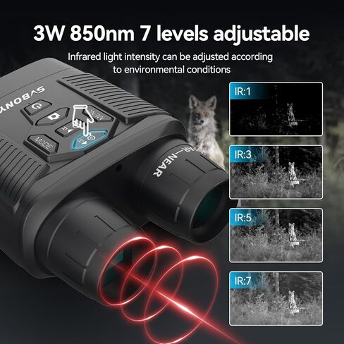 SVBONY Night Vision Goggles, 4.3" Screen Night Vision Binoculars for Adults, 4K HD IR Binoculars - 8X Digital Zoom, Rechargeable Binoculars with 32GB TF Card for Hunting & Tracking (Green) in Saudi Arabia