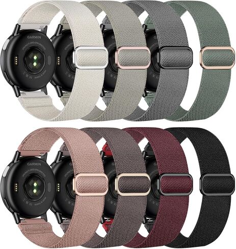 8 عبوات من النايلون القابل للتمدد متوافقة مع Garmin Vivoactive 6 Watch Bands/Vivoactive 5/Forerunner 165/55، حزام قماش مرن ناعم 20 مم لـ Garmin Venu Sq 2 للنساء والرجال بديل قابل للتعديل in Kuwait