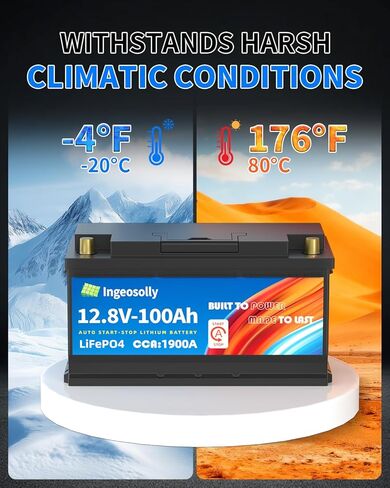 بطارية سيارة LiFePO4 12V 100Ah BCI Group 31 - بطارية ليثيوم 1600CCA لبدء وإيقاف، استبدال خفيف الوزن بدون صيانة للسيارات والشاحنات والمركبات الثقيلة والقوارب ومحرك التصيد in Kuwait