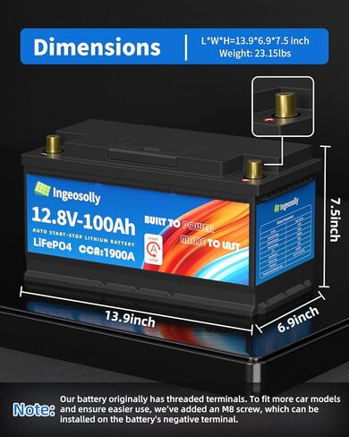 بطارية سيارة LiFePO4 12V 100Ah BCI Group 31 - بطارية ليثيوم 1600CCA لبدء وإيقاف، استبدال خفيف الوزن بدون صيانة للسيارات والشاحنات والمركبات الثقيلة والقوارب ومحرك التصيد in Kuwait