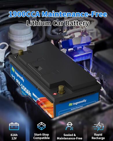 بطارية سيارة LiFePO4 12V 100Ah BCI Group 31 - بطارية ليثيوم 1600CCA لبدء وإيقاف، استبدال خفيف الوزن بدون صيانة للسيارات والشاحنات والمركبات الثقيلة والقوارب ومحرك التصيد in Kuwait