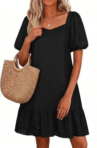 فساتين نسائية صيفية بوهو برقبة على شكل V وأكمام قصيرة كاجوال لقضاء العطلات على الشاطئ، فستان نسائي بحاشية زهرية مع جيب in Kuwait