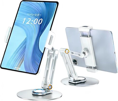 Tablet Stand Holder,360° Rotating Adjustable Foldable Portable Monitor Aluminum Phone Stand Holder for iPad Air, Mini, 10.2,9.7, Pro 11/13 and More (Black) in Kuwait