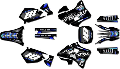 مجموعة رسومات لـ Yamaha YZ125 (1996-2001) REBEL Series Yellow 09 Mil - مجموعة ملصقات رسومات السباق المخصصة للدراجة الترابية، بدون بلاستيك in Saudi Arabia
