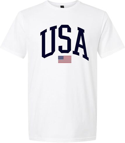 تي شيرت برسوم الولايات المتحدة الأمريكية للرجال والنساء - تي شيرت العلم الأمريكي الوطني الرابع من يوليو - قميص كاجوال من القطن الناعم in Kuwait