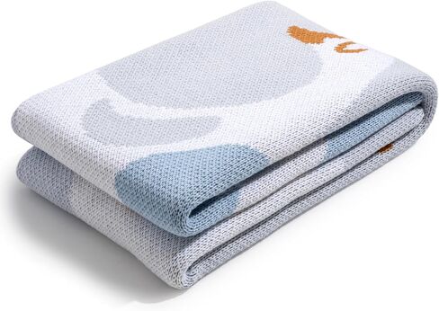 Kids Knitted Cotton Blanket Goose Pattern Grey 47x32 Inches in Saudi Arabia