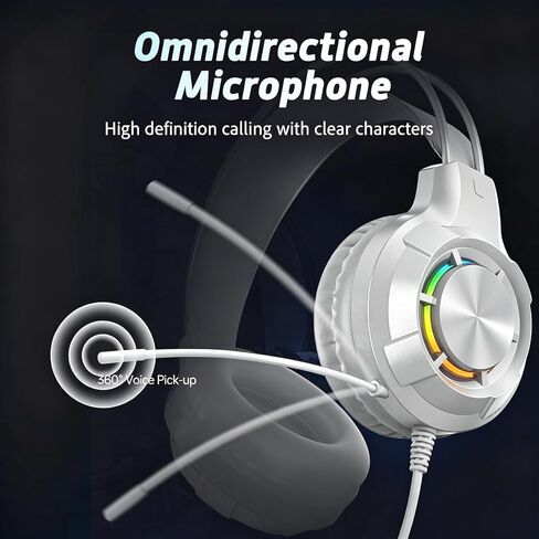 Gaming Headset for PC-Wired Headphones with Microphone-40MM Drivers, RGB, Soft Ear Pads, Enhanced Sound Effects, Noise Cancelling Mic, for PS4, PS5, Mobile Phone, Pad, Switch (Black) in Saudi Arabia