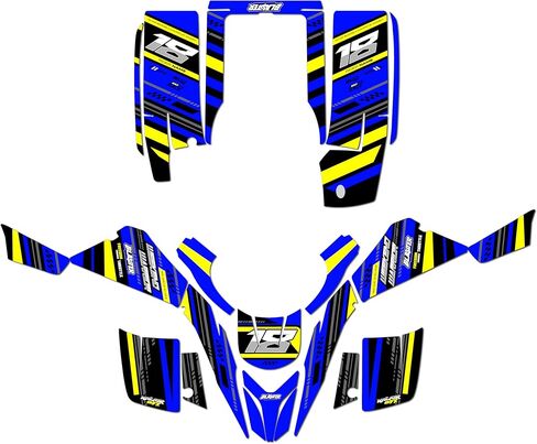 مجموعة رسومات لـ Yamaha BLASTER YFS200 (2003-2006) Warrior Series Blue 16 Mil - مجموعة ملصقات رسومات السباق المخصصة ATV UTV، بدون بلاستيك in Kuwait
