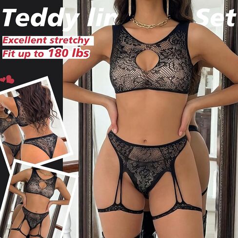 Sexy Lingerie for Women Fishnet Naughty Set Women's Sheer Mesh Bodysuit Teddy Erotic Lingerie Outfits in Saudi Arabia