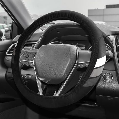 غطاء عجلة القيادة YOSRTER لسيارة Toyota Tacoma 4Runner Tundra TRD Camry Rav4 أغطية عجلة جلدية مضادة للانزلاق لملحقات عجلة القيادة Toyota متوافقة مع 14-15 بوصة (أبيض/أزرق/أزرق داكن) in Kuwait