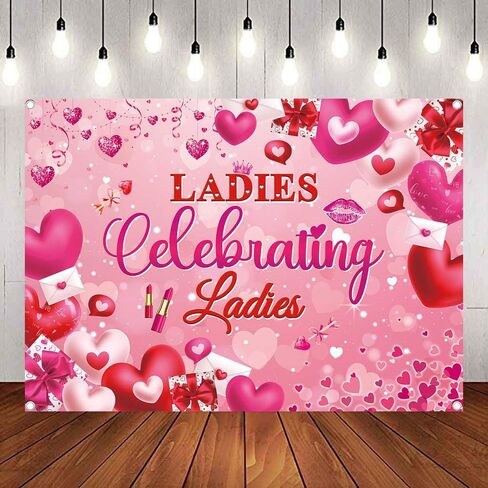 Galentines Day Backdrop Ladies Celebrating Ladies Photography Background Galentine's Day Heart Girl Lady Party Decoration Banner Supplies (84x60inch(7x5FT)) in Saudi Arabia
