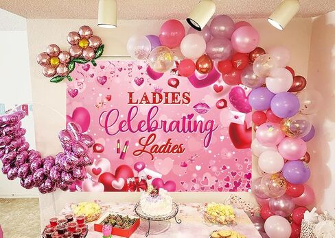 Galentines Day Backdrop Ladies Celebrating Ladies Photography Background Galentine's Day Heart Girl Lady Party Decoration Banner Supplies (84x60inch(7x5FT)) in Saudi Arabia