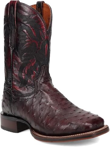 Dan Post Mens Alamosa Embroidered Ostrich Square Toe Pull On Dress Boots Mid Calf - Brown in Saudi Arabia
