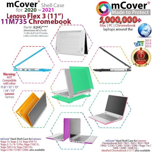 mCover Case Compatible for 2020~2021 11.6" Lenovo IdeaPad Flex 3 (11") 11M735 2 in 1 Chromebook Laptop ONLY (NOT Fitting Any Other Lenovo Models) - Clear in Saudi Arabia