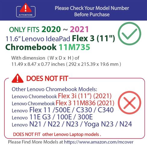 mCover Case Compatible for 2020~2021 11.6" Lenovo IdeaPad Flex 3 (11") 11M735 2 in 1 Chromebook Laptop ONLY (NOT Fitting Any Other Lenovo Models) - Clear in Saudi Arabia