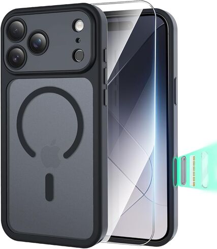 حافظة مغناطيسية لهاتف iPhone 16 مع واقي شاشة، [حماية كاملة للكاميرا] [متوافقة مع Magsafe] [شفاف غير لامع] حافظة هاتف واقية مقاومة للصدمات مقاس 6.1 بوصة - برتقالي in Kuwait