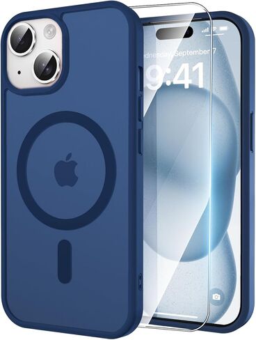 حافظة مغناطيسية لهاتف iPhone 16 مع واقي شاشة، [حماية كاملة للكاميرا] [متوافقة مع Magsafe] [شفاف غير لامع] حافظة هاتف واقية مقاومة للصدمات مقاس 6.1 بوصة - برتقالي in Kuwait