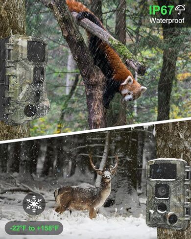KJK 24MP Trail Game Camera 1080P Video, 0.2s Trigger, 130° View, Low Glow IR, IP66 Waterproof with Screen in Saudi Arabia