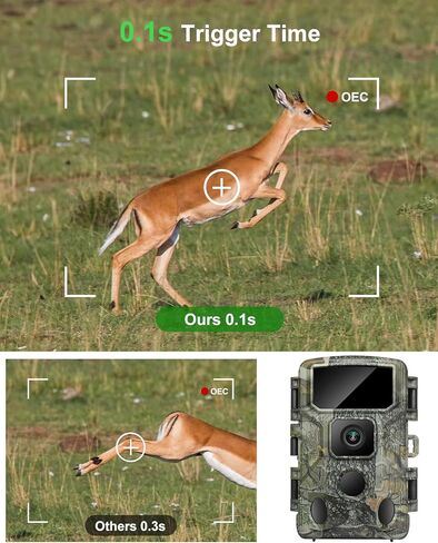 KJK 24MP Trail Game Camera 1080P Video, 0.2s Trigger, 130° View, Low Glow IR, IP66 Waterproof with Screen in Saudi Arabia