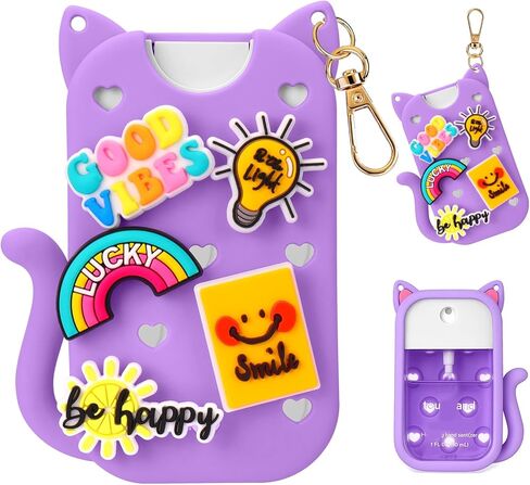 حافظة متوافقة مع بخاخ مطهر اليد تاتشلاند - حامل حافظة جلدية واقية مع سلسلة مفاتيح لرذاذ توهج باور ميست لاند تاتش لاند، 1 أونصة سائلة، ملحقات لرذاذ مطهر اليد (أبيض) in Kuwait